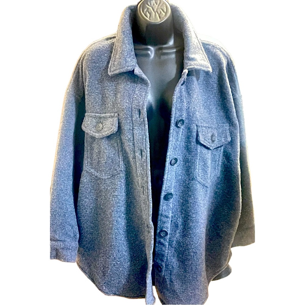 BLACK TAPE_ button up Flannel Shacket charcoal 1X